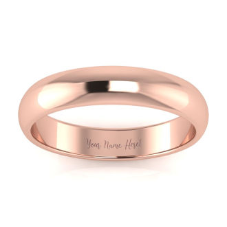 14K Rose Gold 4MM Ladies and Mens Wedding Band, Size 16, Free Engraving